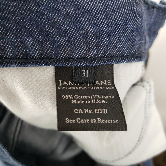 James Jeans Humphrey Wide Flare Leg Mid Rise Dry Aged Denim Dark Blue Size 31 - Picture 9 of 11